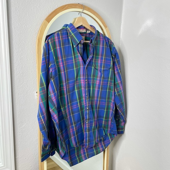 Vintage Other - Vintage The Fox Collection blue and pink plaid button up shirt